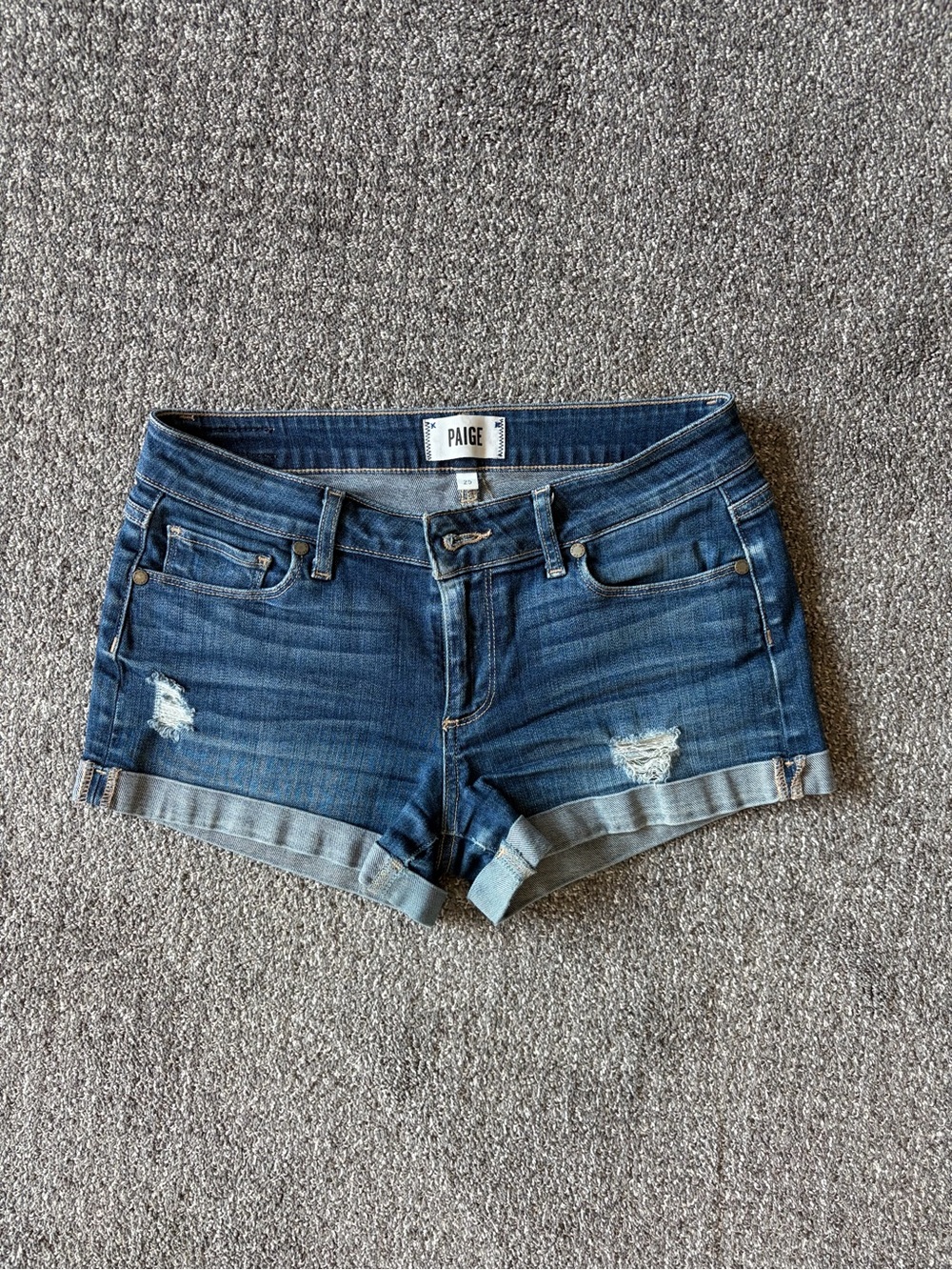 PAIGE “Jimmy Jimmy Short” Mid-Rise Classic Denim Shorts